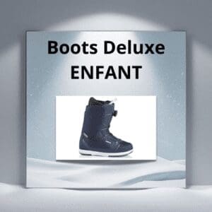 Location boots snowboard enfant Deeluxe 8 à 12 ans à Guillestre – confort, flex souple et sécurité.